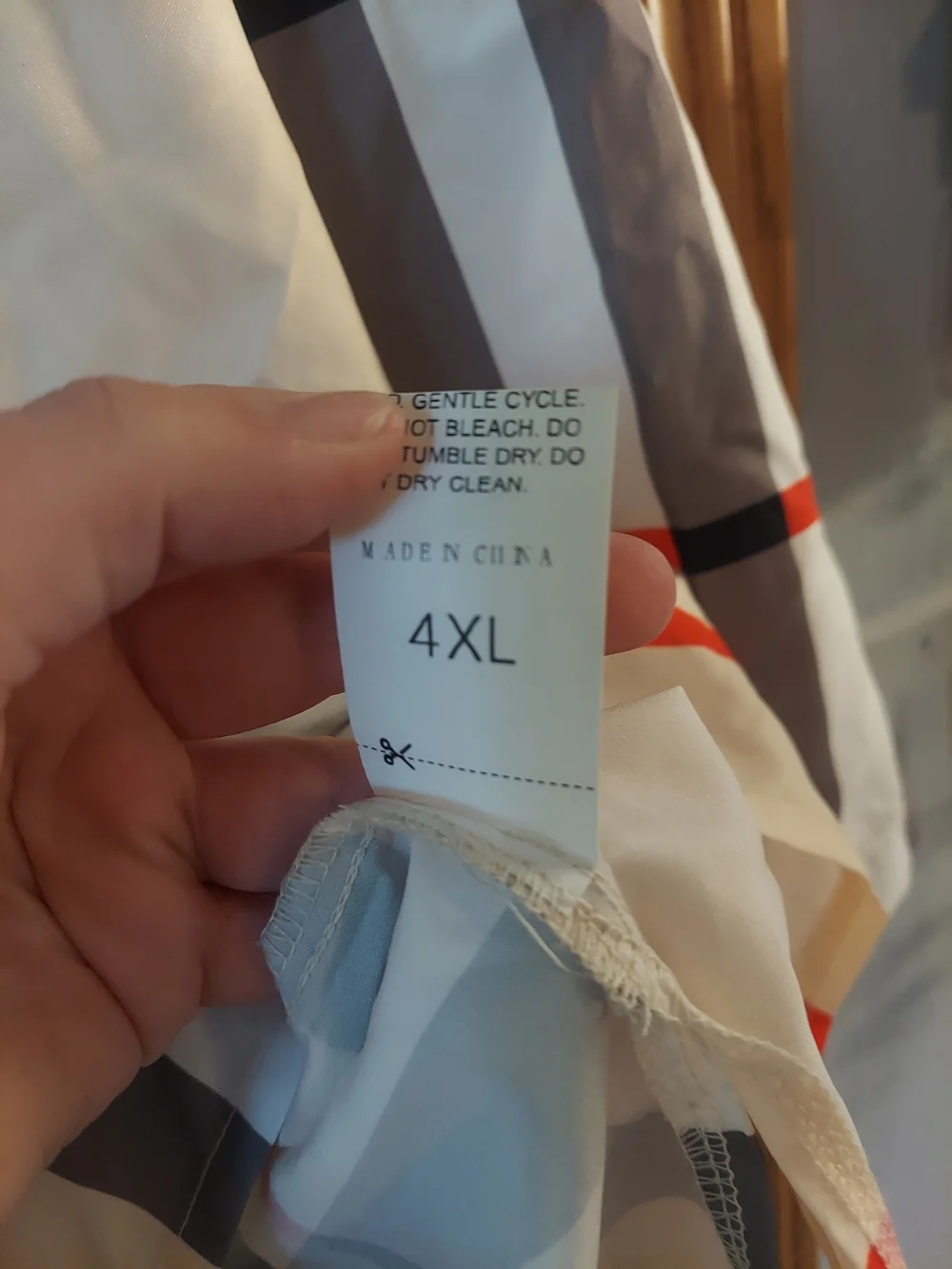Classic Plaid V-Neck Tunic Top Roll Tab Sleeves White Grey Red 4XL